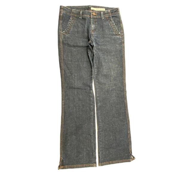 DKNY Slit Hem Back Pocket Button Women's size 6 Dark Wash Blue Denim Jeans - Picture 1 of 5